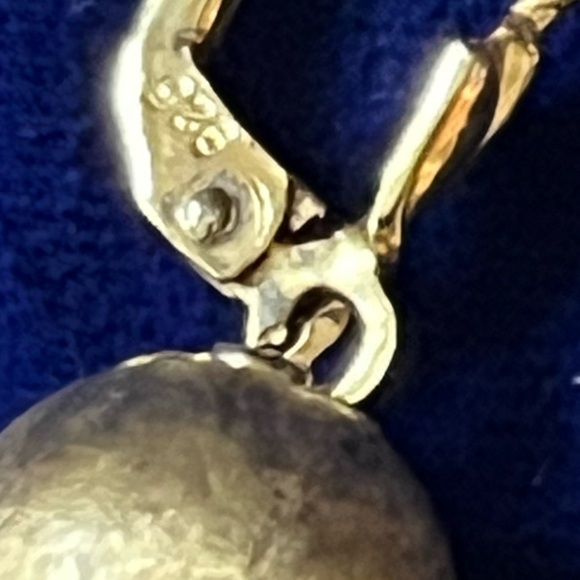 Veronese 925 & Gold Ball Drop Earrings: Brushed Vermeil Dangle Earrings - Picture 6 of 14